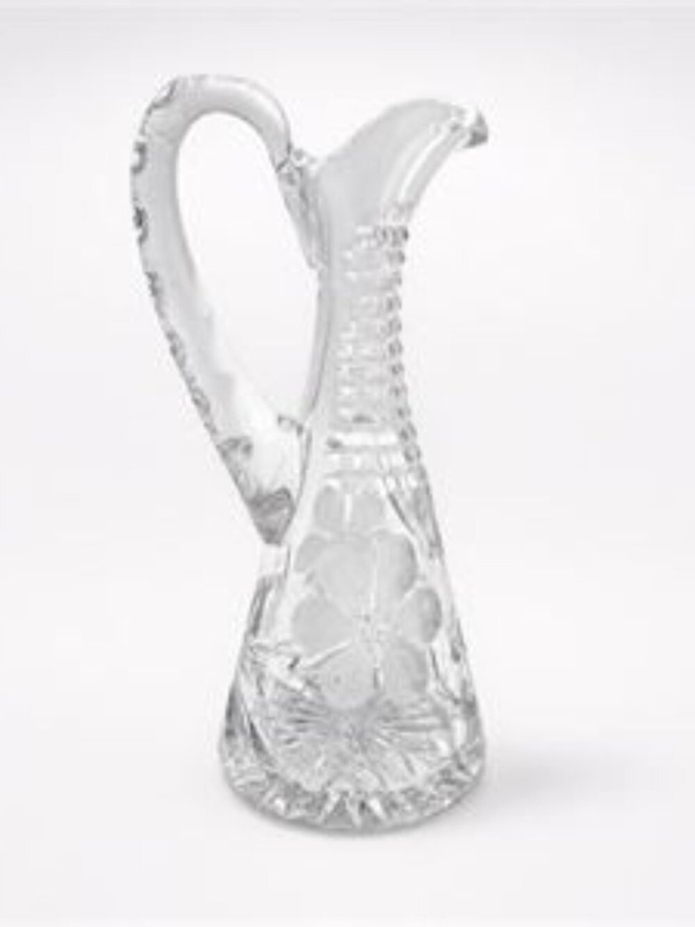 American Brilliant Cut Glass Cruet with Engraved Flowers